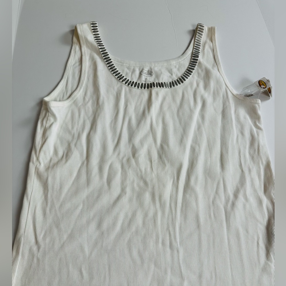 Talbots White Top with Metallic Accents, side XL, NWT - Picture 4 of 6
